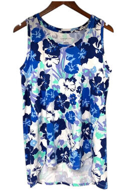 Comfort Code Women's Stretch Jersey Top Blue Multi Floral - Regular